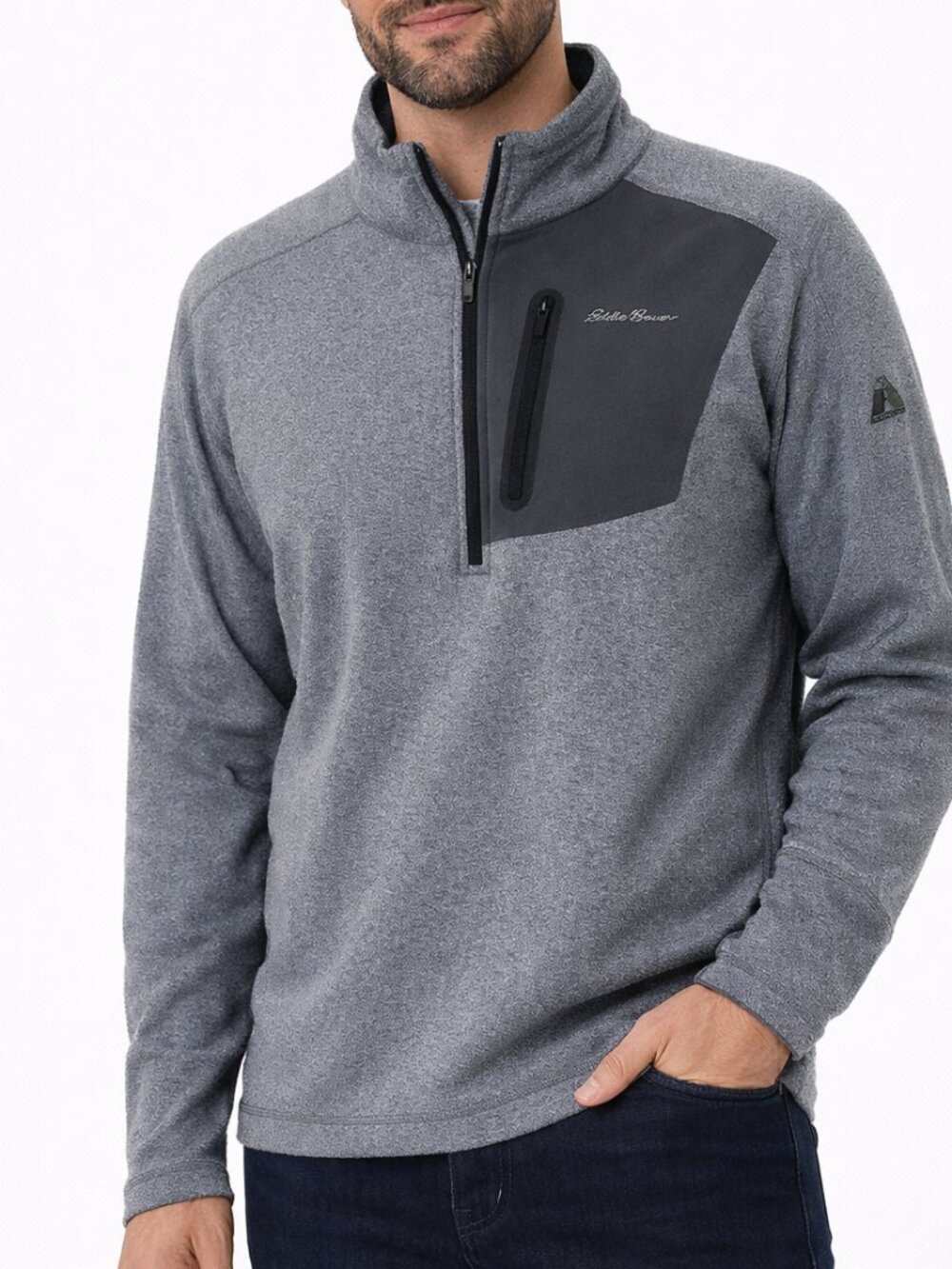 Eddie Bauer First Ascent Fleece 1/4 Zip Pullover Men's Gray Performance